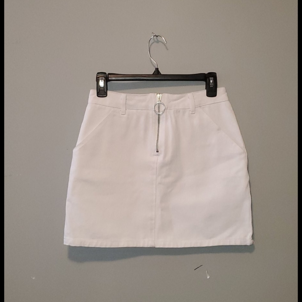 White Denim Mini Skirt